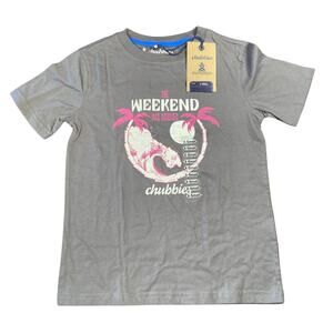 Chubbies The Weekend Has Arrived Graphic Tee Grey Pink Beach Kids Size Small